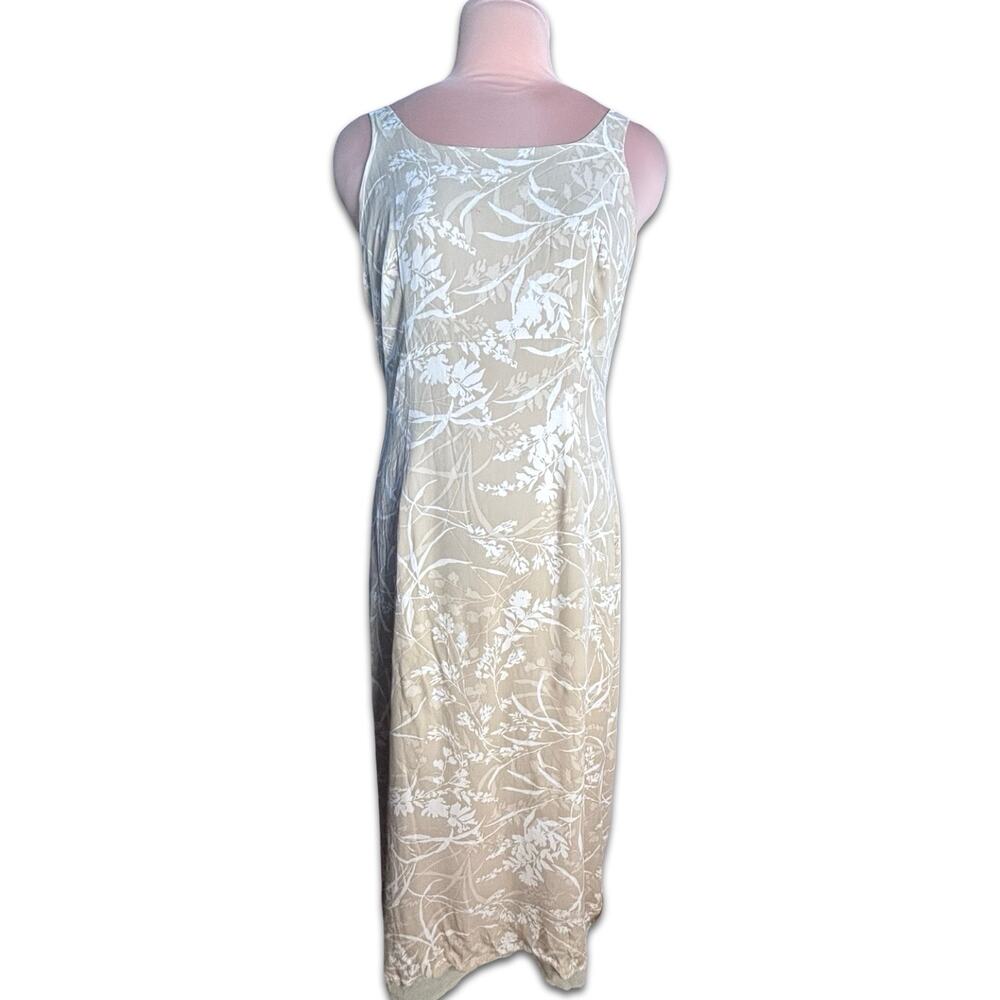 Vintage‎ 90s Eddie Bauer Silk Floral Maxi Dress Sleeveless Beige Botanical